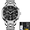 LIGE Top Luxury Brand Waterproof Charm Quartz Watch Mens Stainless Steel Material Watches