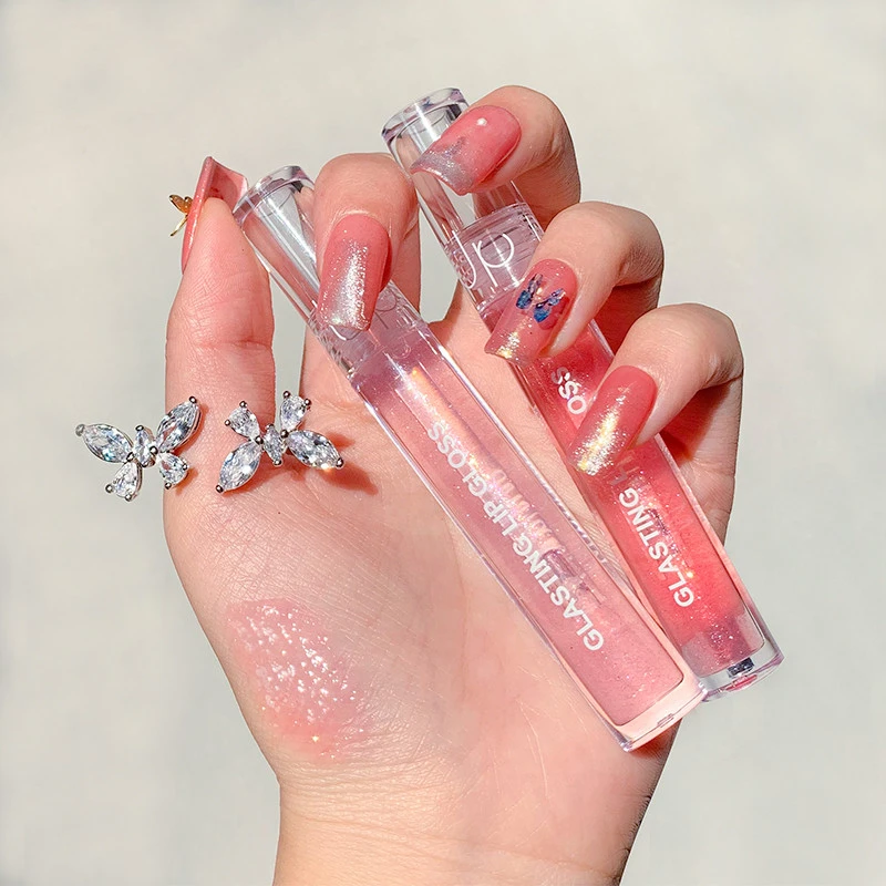Liquid Lipstick Jelly Clear Lipgloss Lip Oil Care Moisturize Crystal Clear Lip Gloss with Shiny Glitter