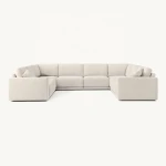 Living room high end indoor modern chaise lounge furniture customized u shape nordic sectional sofa