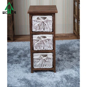 living room wooden cabinet/antique furniture with rattan drawers