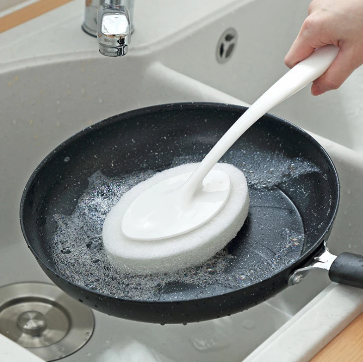 Long Handle Brush Eraser Magic Sponge Diy Cleaning Sponge for Dishwashing  Kitchen Toilet Bathroom Wash Cleaning Tool Accessory