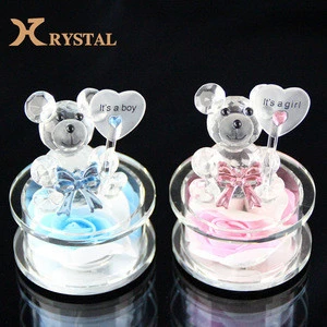 Lovely Mini Couple Bear Figurines Crystal Gift Crafts For Wedding Gifts