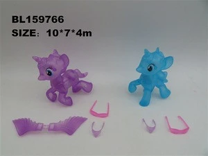 lovely plastic horse with light pony play set transparent small horse