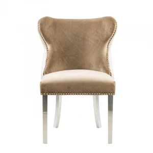 Luxury PU Tufted Dining Chair Upholstered Dining Chair with Nailhead Trim French Style Chair Armchair