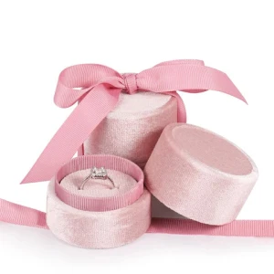 Luxury velvet ring jewelry box logo custom gift packaging jewelry packaging box and bag custom jewelry packaging pouch and box