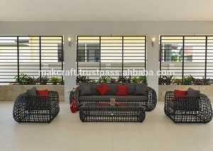Luxury wicker bamboo outdoor rattan living room sofa set furniture- Patio garden rattan sofa set outdoor furniture