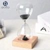 Magnetic Hourglass With Ferrous Sand (Iron Filings) & Wood Base