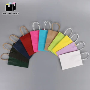 Manufacture Direct Cheap Customized Stock Gift Kraft Paper Carry Bags With Handles for Shopping