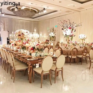 Marriage hall luxury round aluminium wedding hotel dinning room table and chairs in pakistan