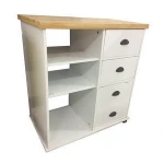 MDF White Wooden Restaurant Food Serving Trolley