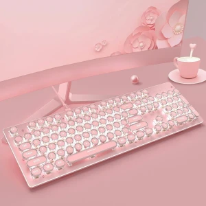Mechanical Keyboard Wired Backlight USB Computer 104 Keys Pink PUNK PC Gaming Keyboard