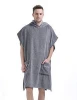 Men Plain robes , coral Fleece Sleepwear Wrap Robe Plush Long Sleeve Pockets Bathrobe with Belt