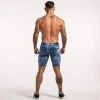 Men style skinny ripped blue denim male short jeans zm601
