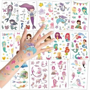Mermaid Temporary Tattoos Under the Sea Party Mermaid Tattoos Body Stickers for Girls