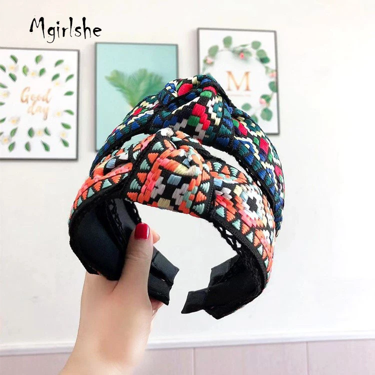 Mgirlshe Multicolor Woven Desginer Diadema Headbands Hair Accessories for Girls and Women Popular Hair Accessories