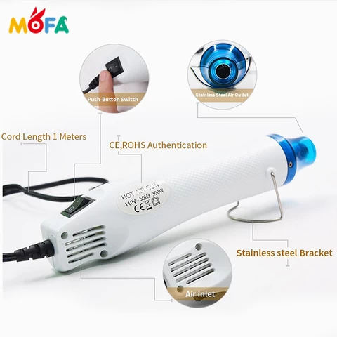 Mini DIY Heat Air Gun Shrink Tool With Stand Perfect For Embossing, Drying Paint Multi Function Heat Gun