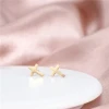 Minimalist Design Geometric Cross Earring Stainless Steel Gold Plated Religious Christian Stud Earrings Jewelry for Man Women