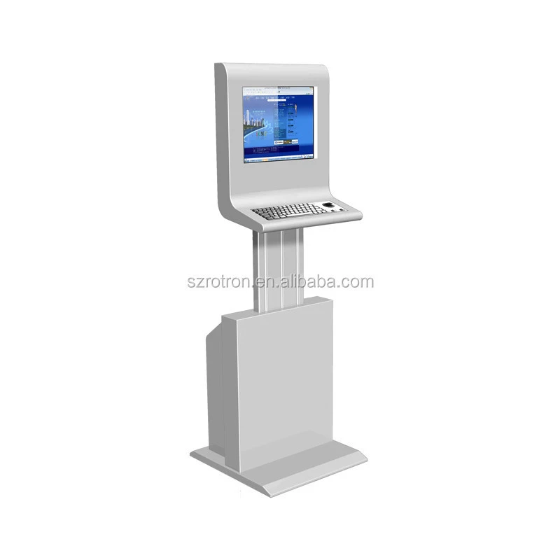 Modern design Self service touch screen 19&#x27;&#x27; height adjustable kiosk with metal keyboard