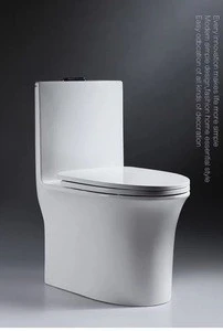 Modern design slim water tank ceramic siphon flushing one piece toilet wc