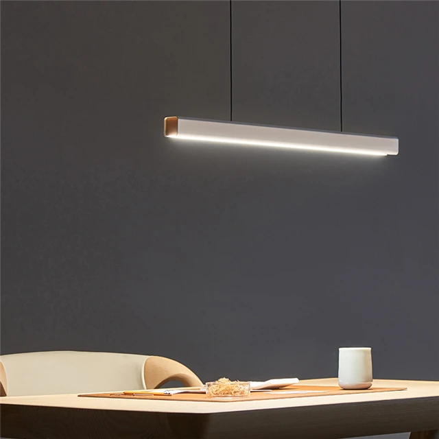 Modern Long Strip Lamp with Adjustable Cord Hanging Lamp for Office Commercial Area Study Room Simple Linear LED Pendant Light