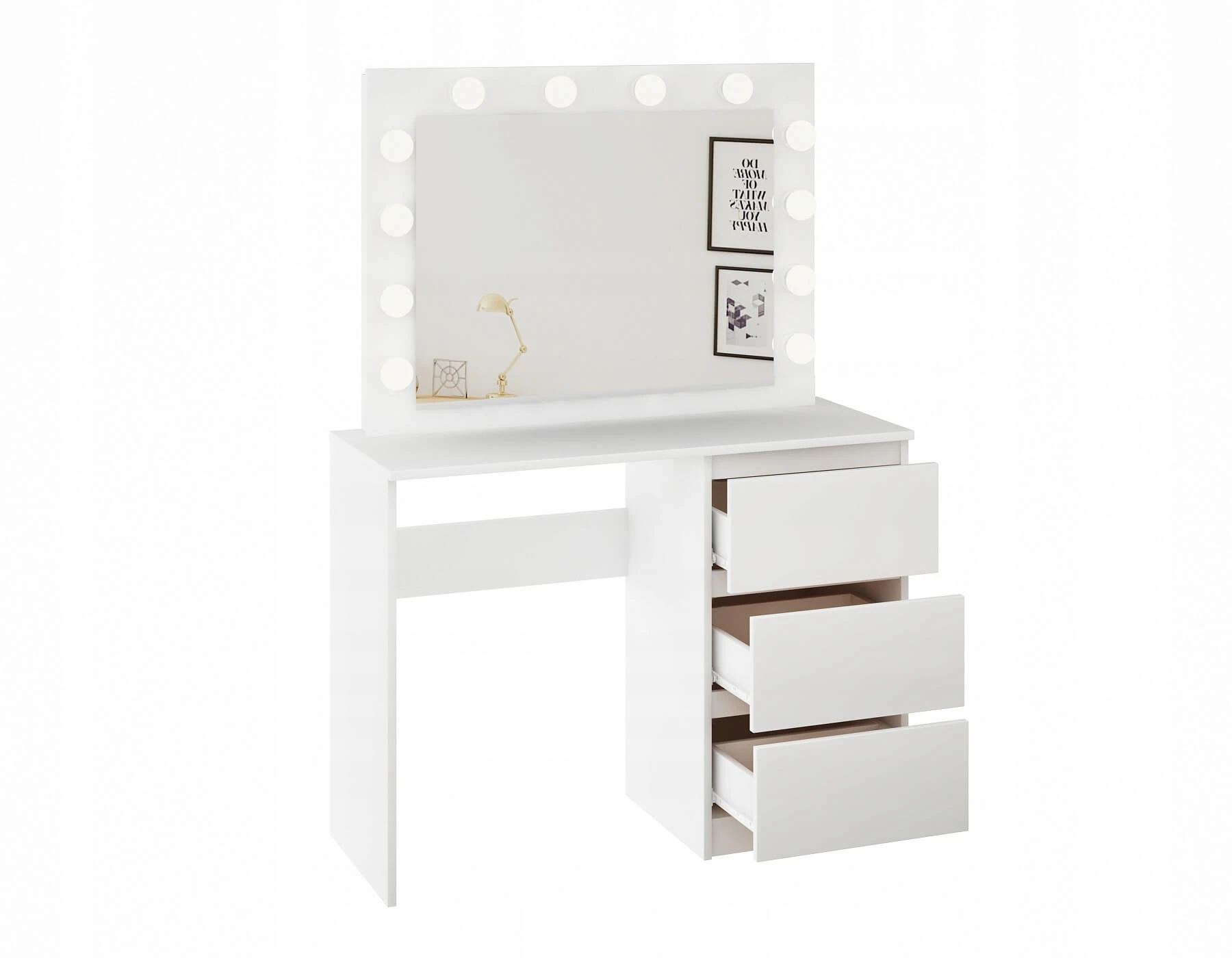 Modern Makeup Vanity Dressing Table Dressers Desk with Large Drawer & 10 LED bulbs