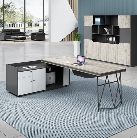 Modern minimalist boss desk single industrial style office furniture executive desk