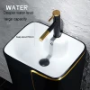 Modern sanitary ware bathroom black ceramic free standing pedestal toilet hand wash basin