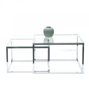 modern tempered glass top square coffee table sets