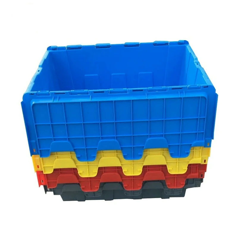Multifunctional  60L 75L  plastic stackable and nest recycled transport loot crate bin storage containerplastik container