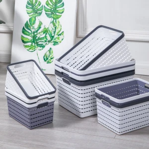 multipurpose home storage organization toy office organizer plastic stacking woven baskets with handle