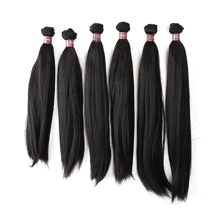 Natural 6 Pieces Set Packing 16 18 20 Inch Straight Synthetic Hair Wig