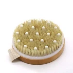 Natural boar Bristles Shower round wood Brush for Exfoliating Dry Skin Custom Round Bath Wood Body Massage Scrub Brush for Skin