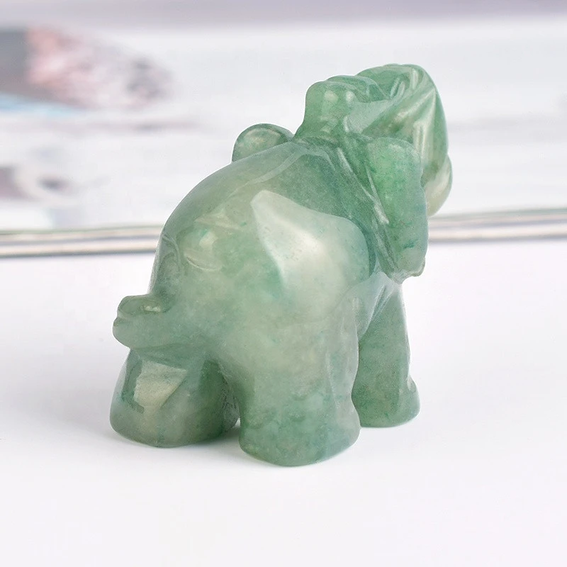 Natural Gemstone Elephant Green Aventurine 1.5&quot; Stone Figurine Decoration Carfts