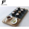 Natural Slate Sushi Tray with Bamboo Plates, Ceramic Bowls, Chopsticks Suit 30x14cm