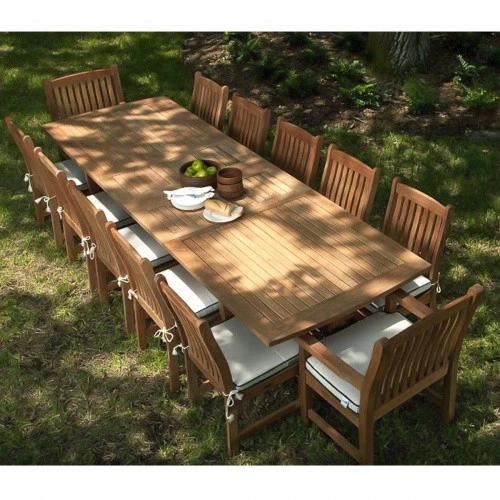 New arrival  all weather outdoor furniture luxury teak solid wood  classic dining set