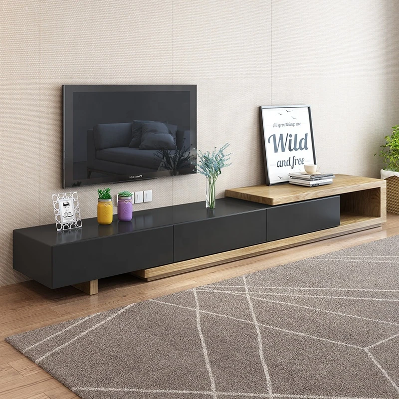 New product living room cabinet modern wooden frame black TV stand furniture