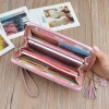 New Womens Large Capacity Zipper Tassel Hand Bag Wholesale Contrast Stitching Soft Leather Wallet Waterproof