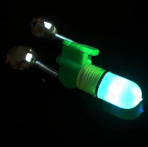 Night Fishing Rod Tip LED Light Clip with Twin Bells Ring Bite Lure Alarm / LED Light Twin Bells Ring Fish Bait Alarm