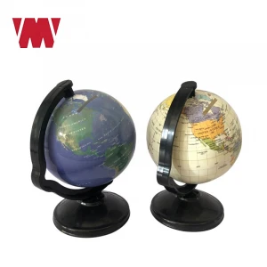 Novelty 10.6cm money box world globe PVC surface ABS inner ball Plastic base support home decoration desktop globes