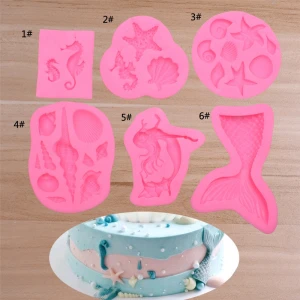 Ocean 6-Piece Set Of Conch And Starfish Fondant Silicone Mold DIY Baking Cake Decoration Tool Kitchen Accessories