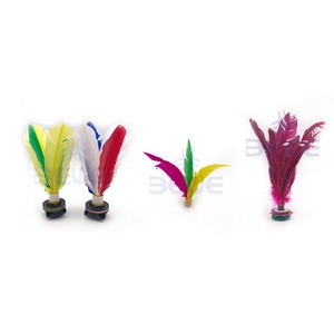 OEM made for sale many style good  quality feather custom weight color and OEM style cheap kick shuttlecock goose feather jianzi