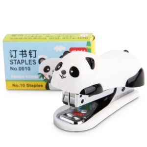 office cartoon panda portable mini metal stapler set