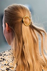 Office Lady Korean style metal circle shape Circular gold and silver hairpins