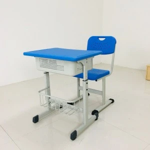 One Seat Plastic Height  Adjustable School Desk And Chair