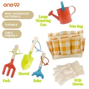 one99 custom gardening tool set bag designed for kids include Tote Bag Spade Watering Can Rake Fork Trowel