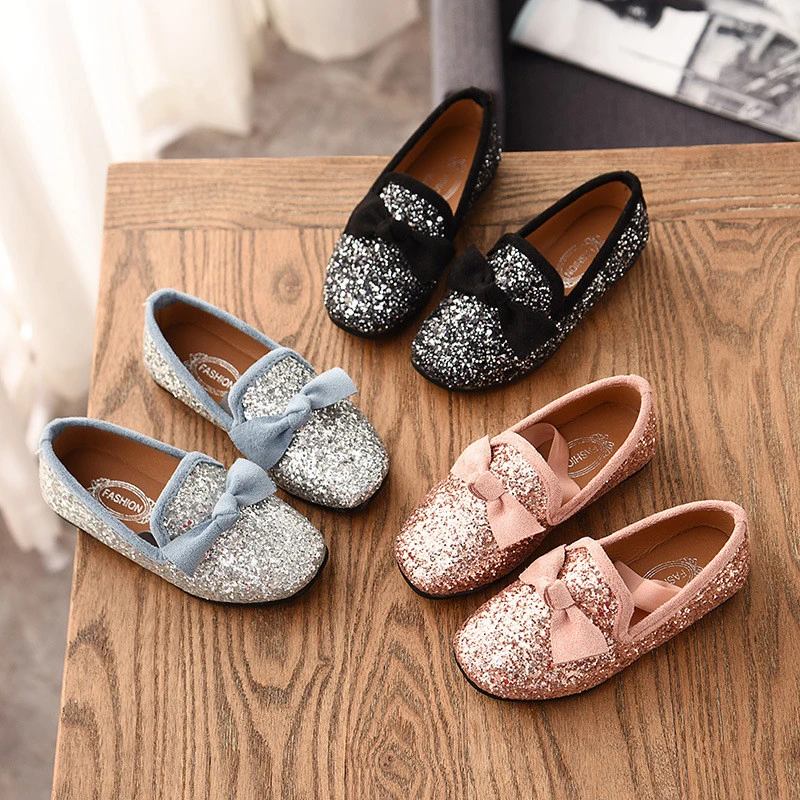 Online bling-bling soft sole kids girl shoes in bulk in spring children shoes