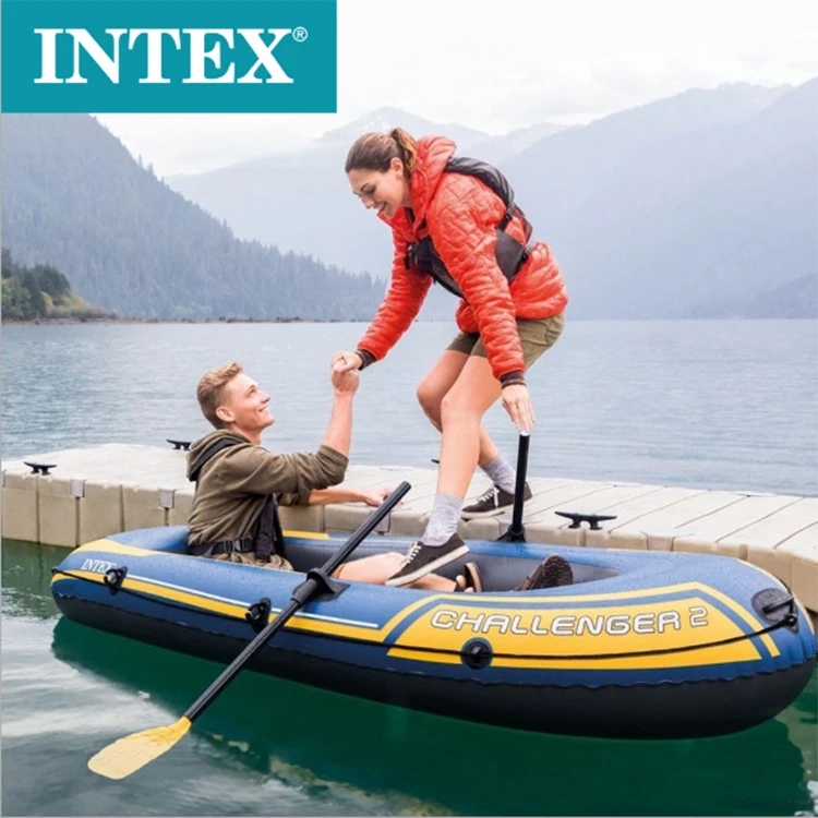 Original INTEX Challenger 2 Kayak Rowing Boat Inflatable 2 Person Plastic PVC With Paddle Handpump Door to Door Delivery