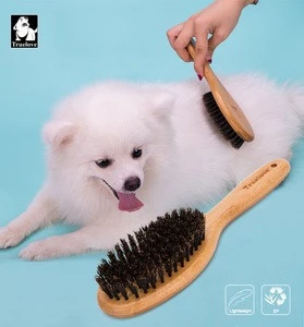 Original wooden round grooming fur self cleaning wooden handle pet brush grooming  cat and dog brush