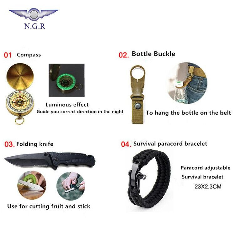 Buy Outdoor Camping Hiking Emergency Survival Kit Molle Bag With Multi ...