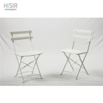 Outdoor patio furniture steel solid wood folding bistro set 3pcs
